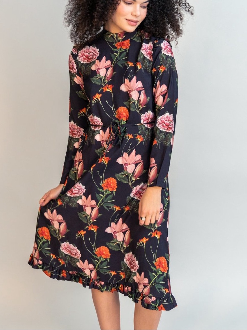 Just Female Margot Floral Midi Dress Size Medium